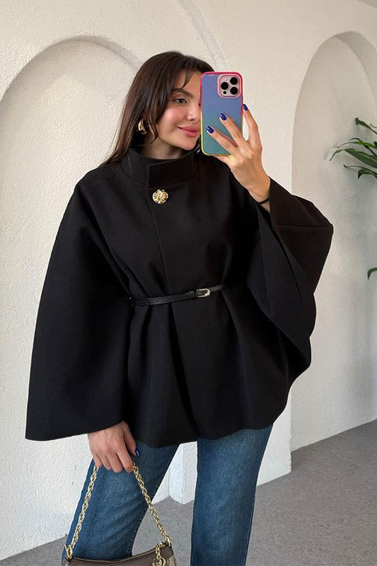 Becca Kemerli Siyah Panço