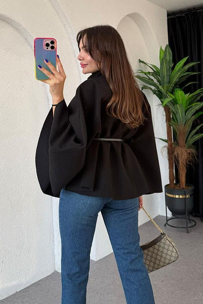 Becca Kemerli Siyah Panço