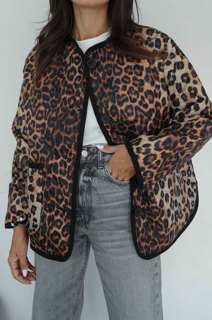 BEJ LOPEZ LEOPAR DESENLI KAPITONE CEKET