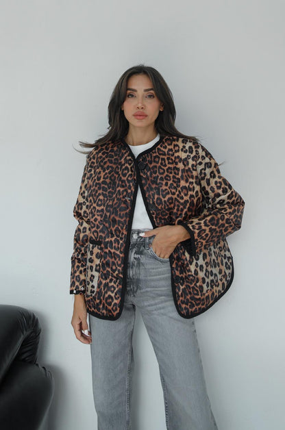 BEJ LOPEZ LEOPAR DESENLI KAPITONE CEKET