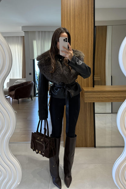 Belland Premium Kürklü Deri Mont