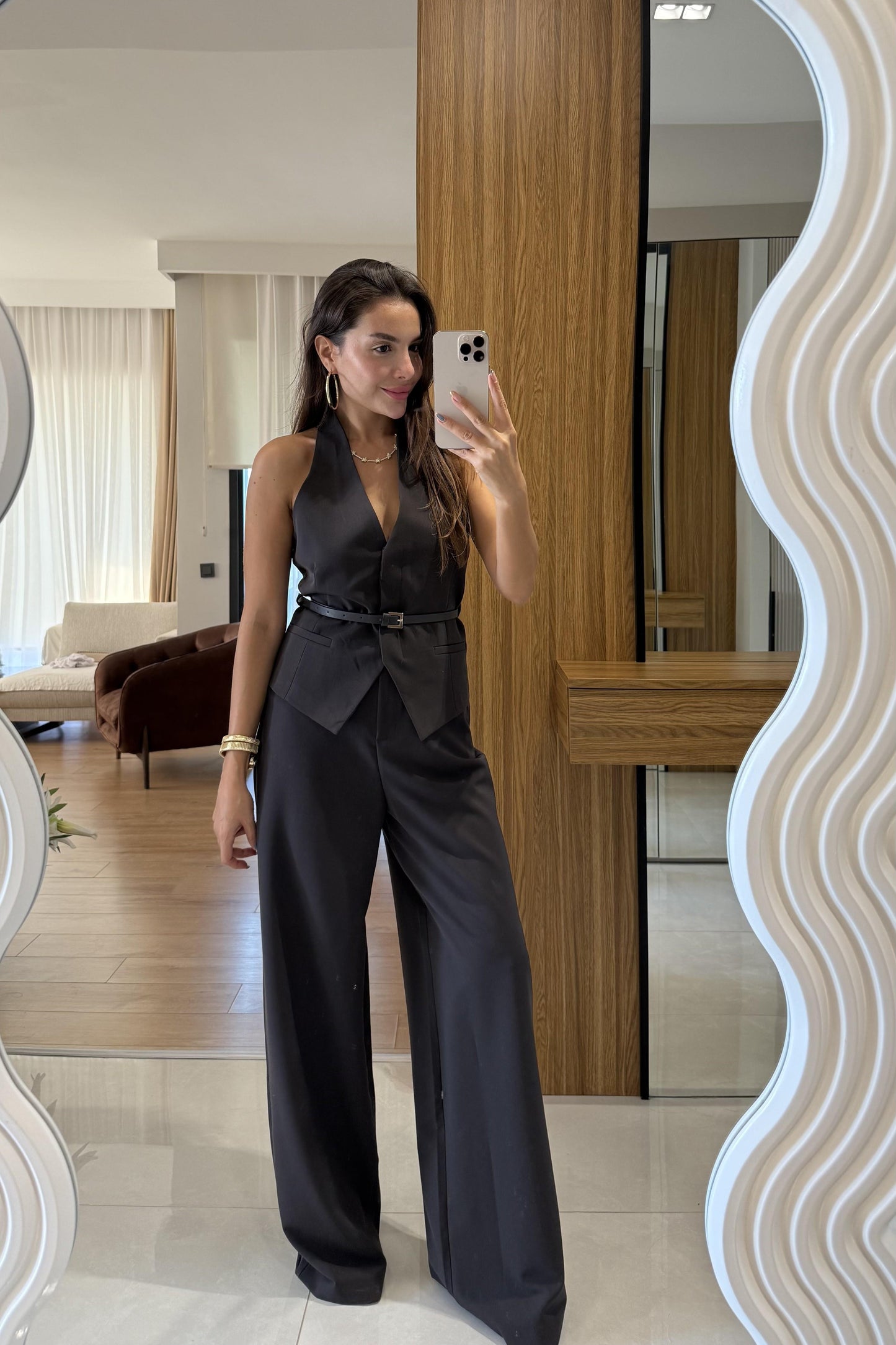 Benry Koyu Kahve Kemerli Premium Yelek Pantolon Takım