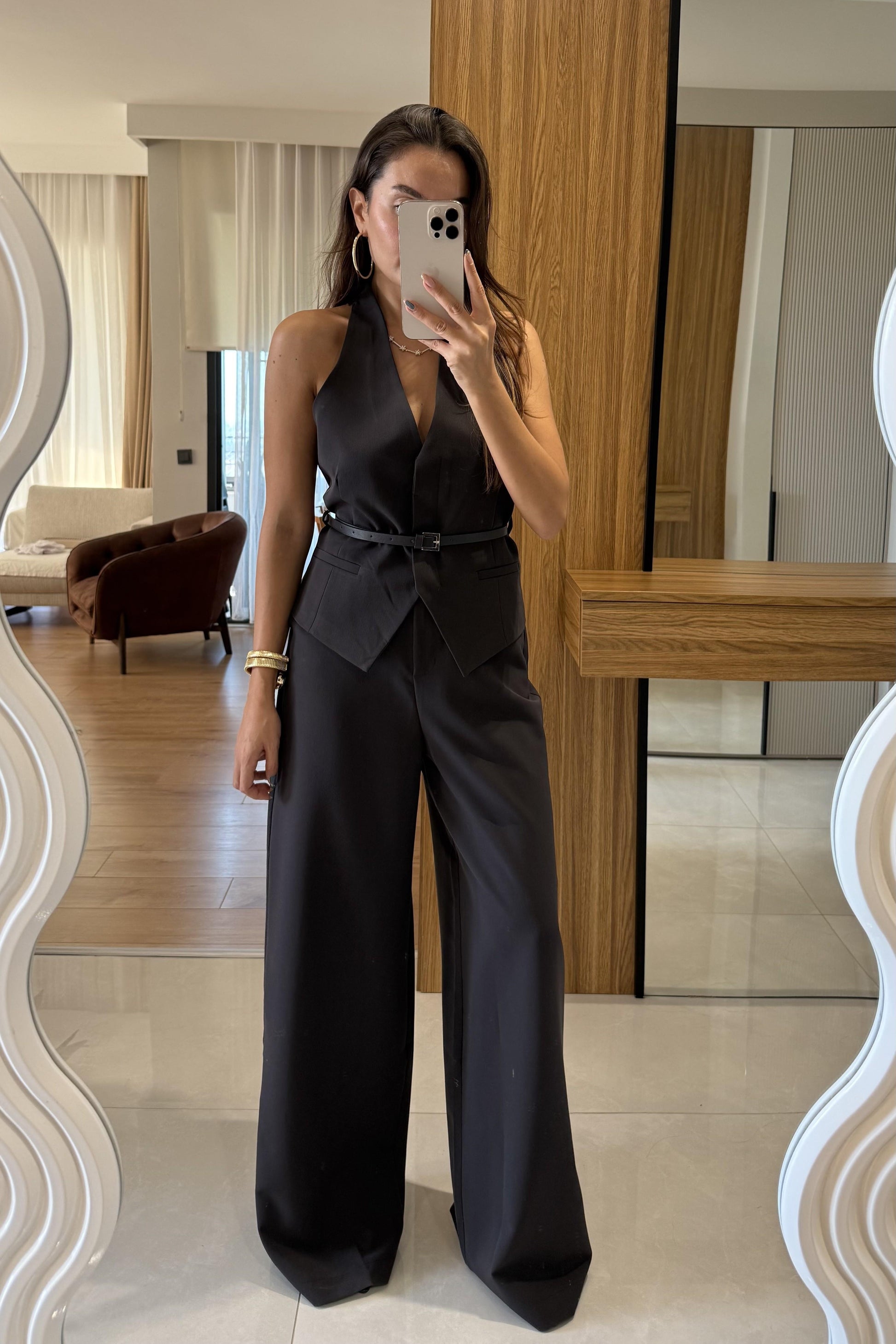 Benry Koyu Kahve Kemerli Premium Yelek Pantolon Takım