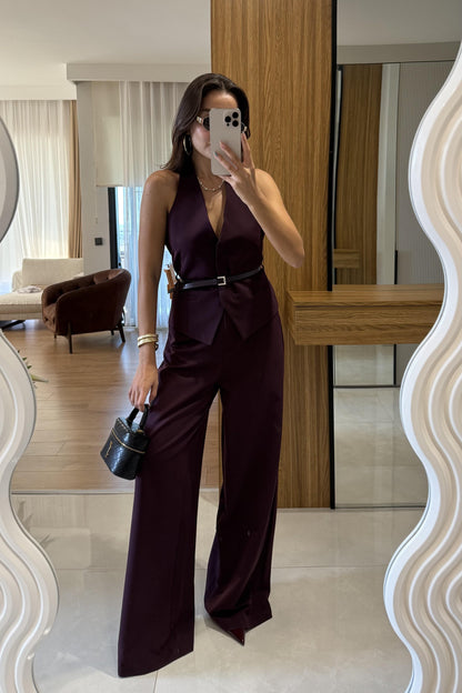 Benry Mürdüm Kemerli Premium Yelek Pantolon Takım