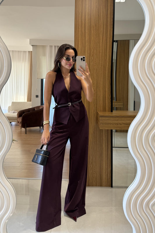 Benry Mürdüm Kemerli Premium Yelek Pantolon Takım