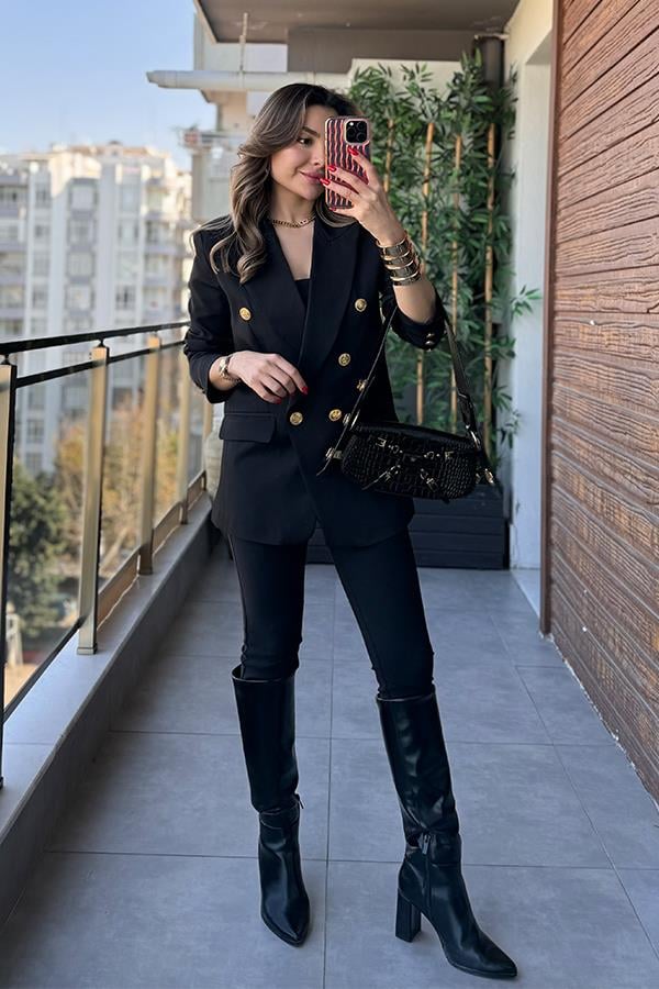 Benson Gold Düğmeli Blazer Ceket