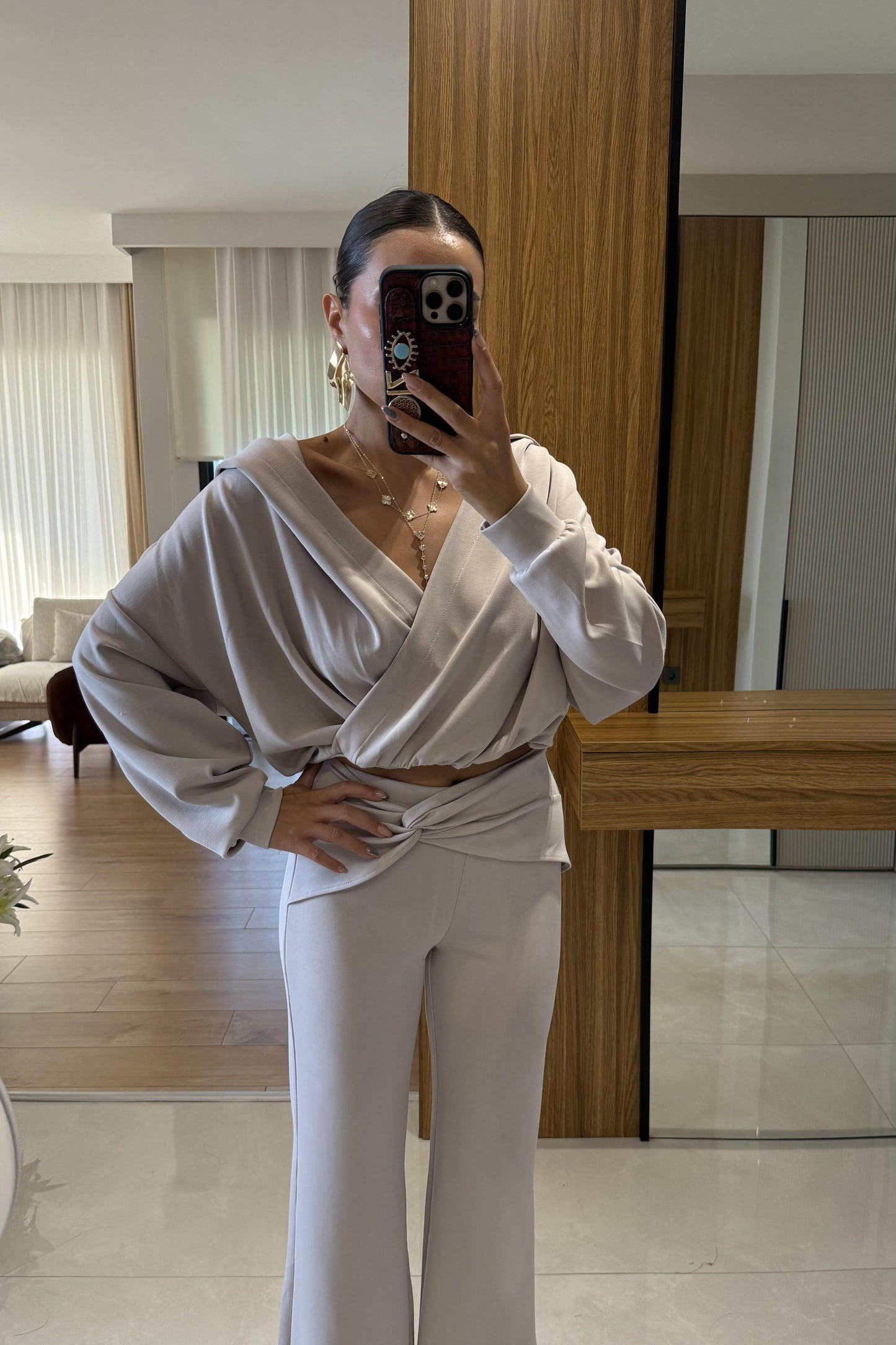 Berloco Taş Kruvaze Düğümlü Pantolon Takım