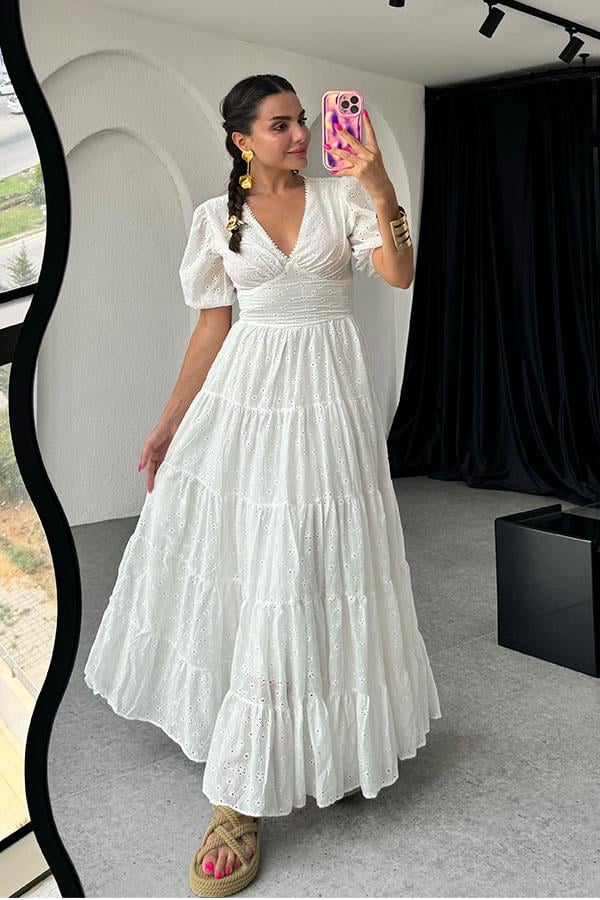 Betty Kruvaze Yaka Fisto Çan Elbise