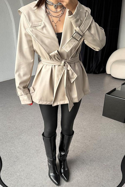 Bexley Krem Kapüşonlu Deri Ceket