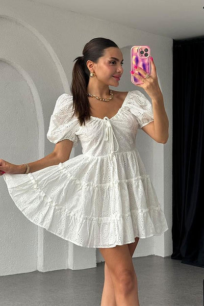 Bienna Balon Kol Mini Fisto Elbise