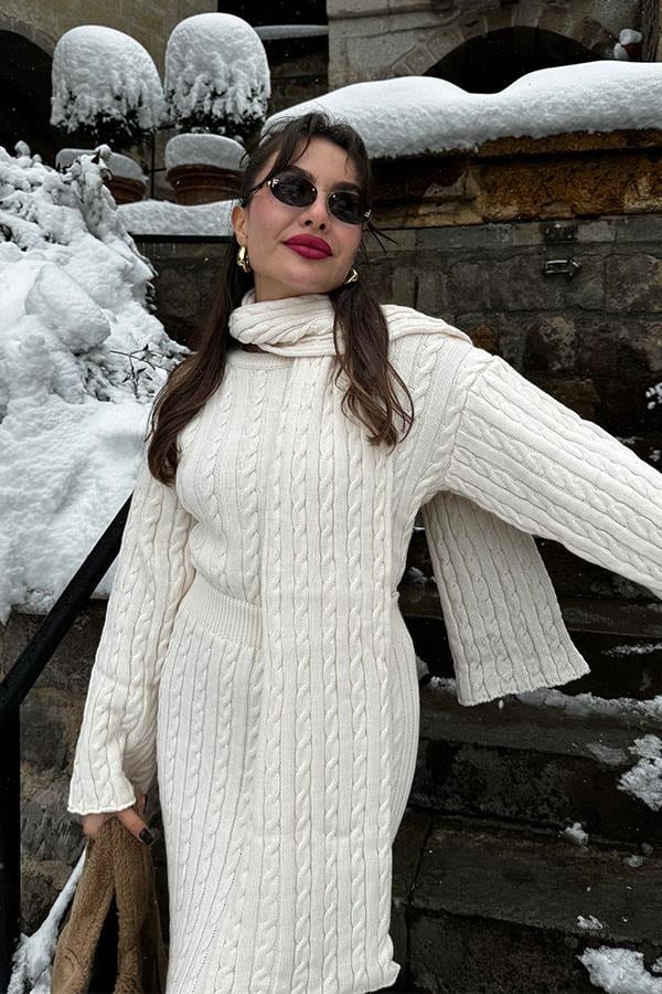 Bijou Atkılı Krem Triko Takım