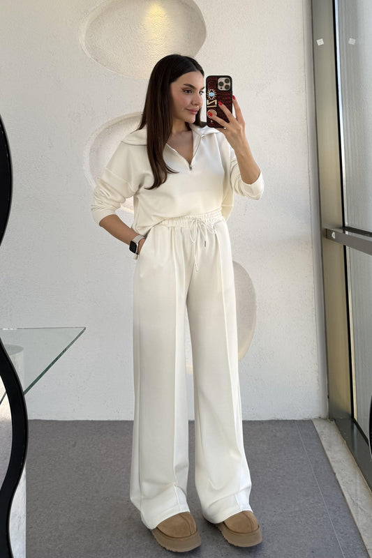 Blanke Beyaz Fermuarlı Modal Takım