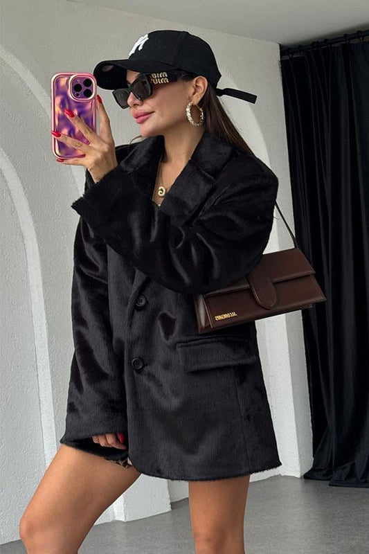 Bloom Siyah Kürk Blazer Ceket