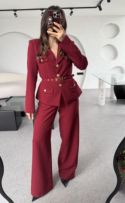 Bolivya Bordo Kemerli Premium Takım