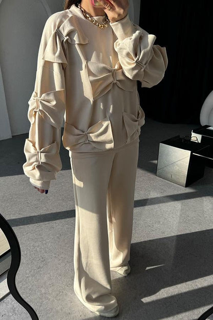 Boneqa Fiyonk Detaylı Krem Modal Takım