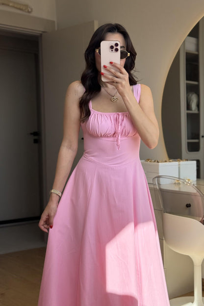 Bonilla Pembe Midi Kloş Elbise