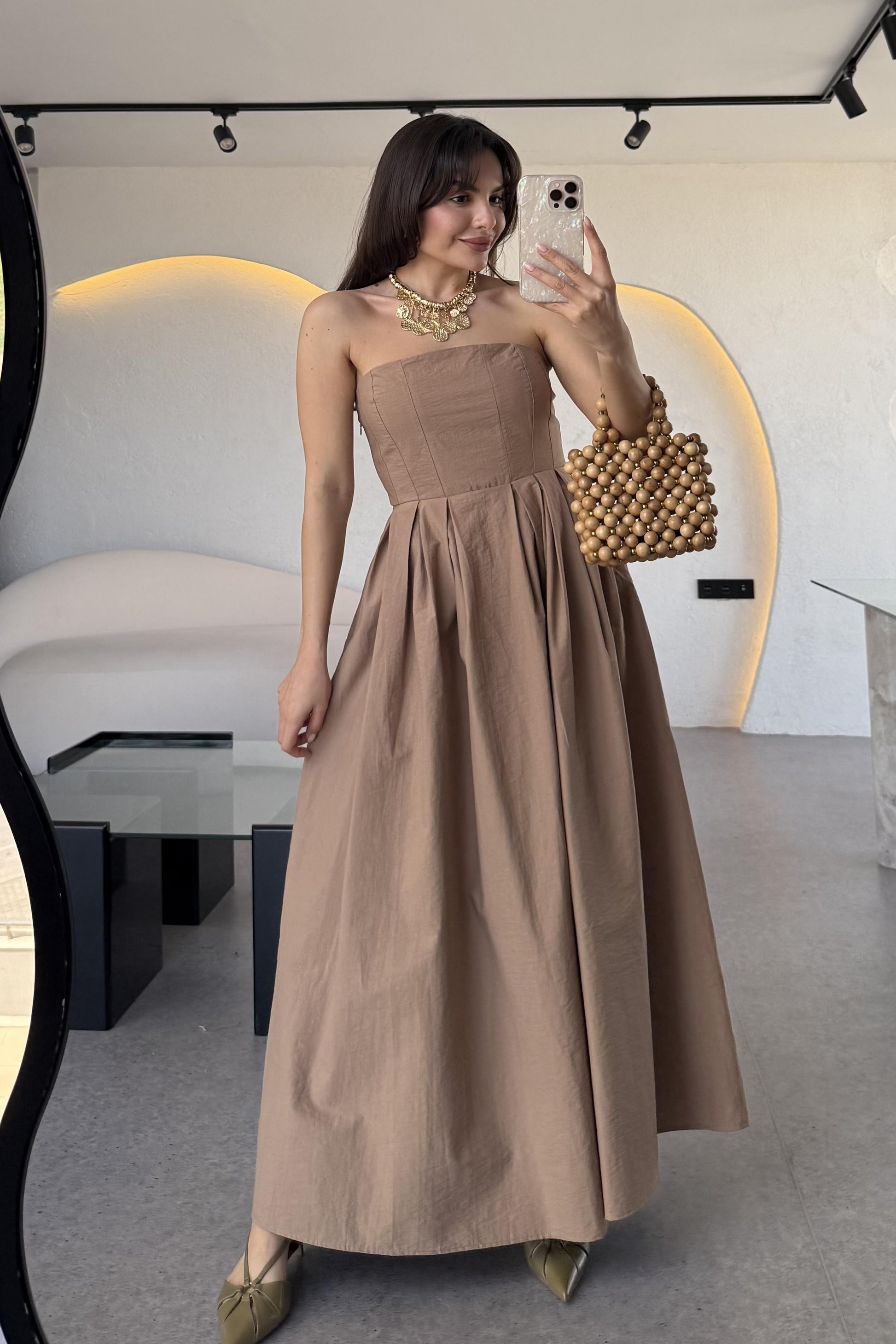 Bonjour Camel Paraşüt Cepli Elbise