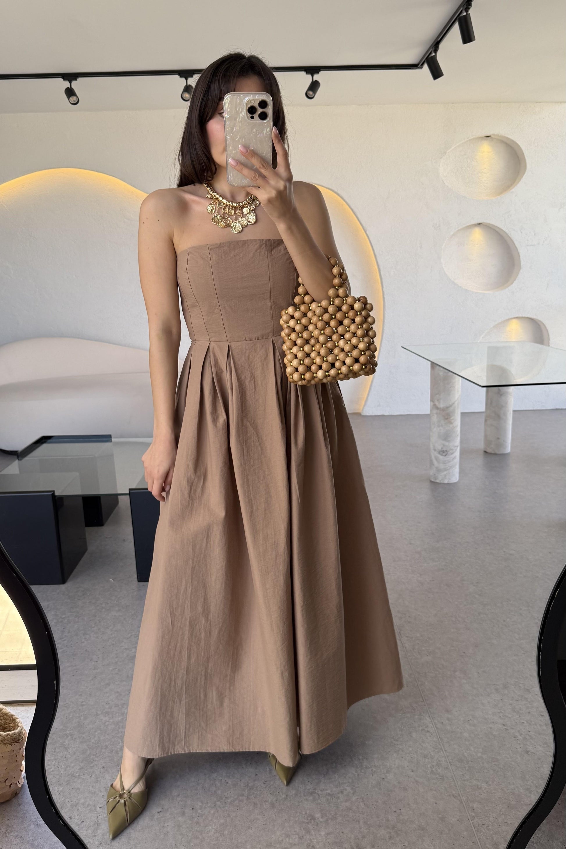 Bonjour Camel Paraşüt Cepli Elbise