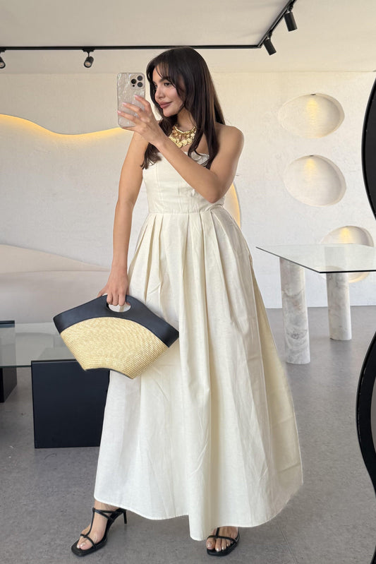 Bonjour Krem Paraşüt Cepli Elbise