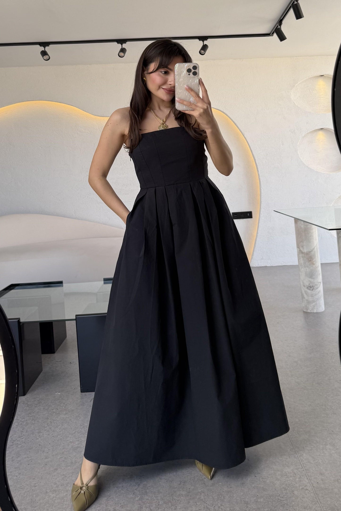 Bonjour Siyah Paraşüt Cepli Elbise