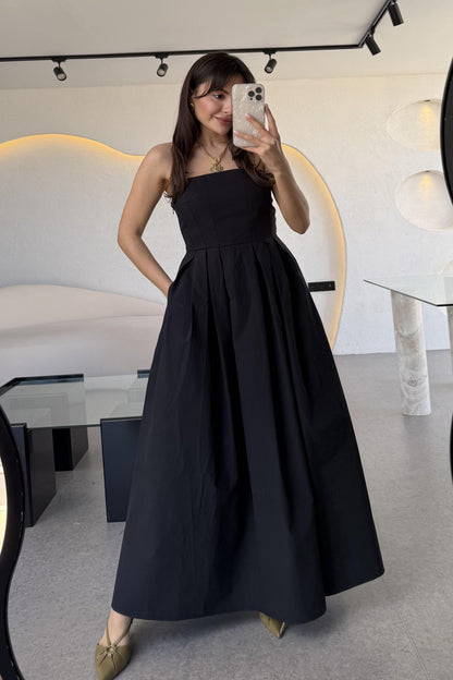 Bonjour Siyah Paraşüt Cepli Elbise