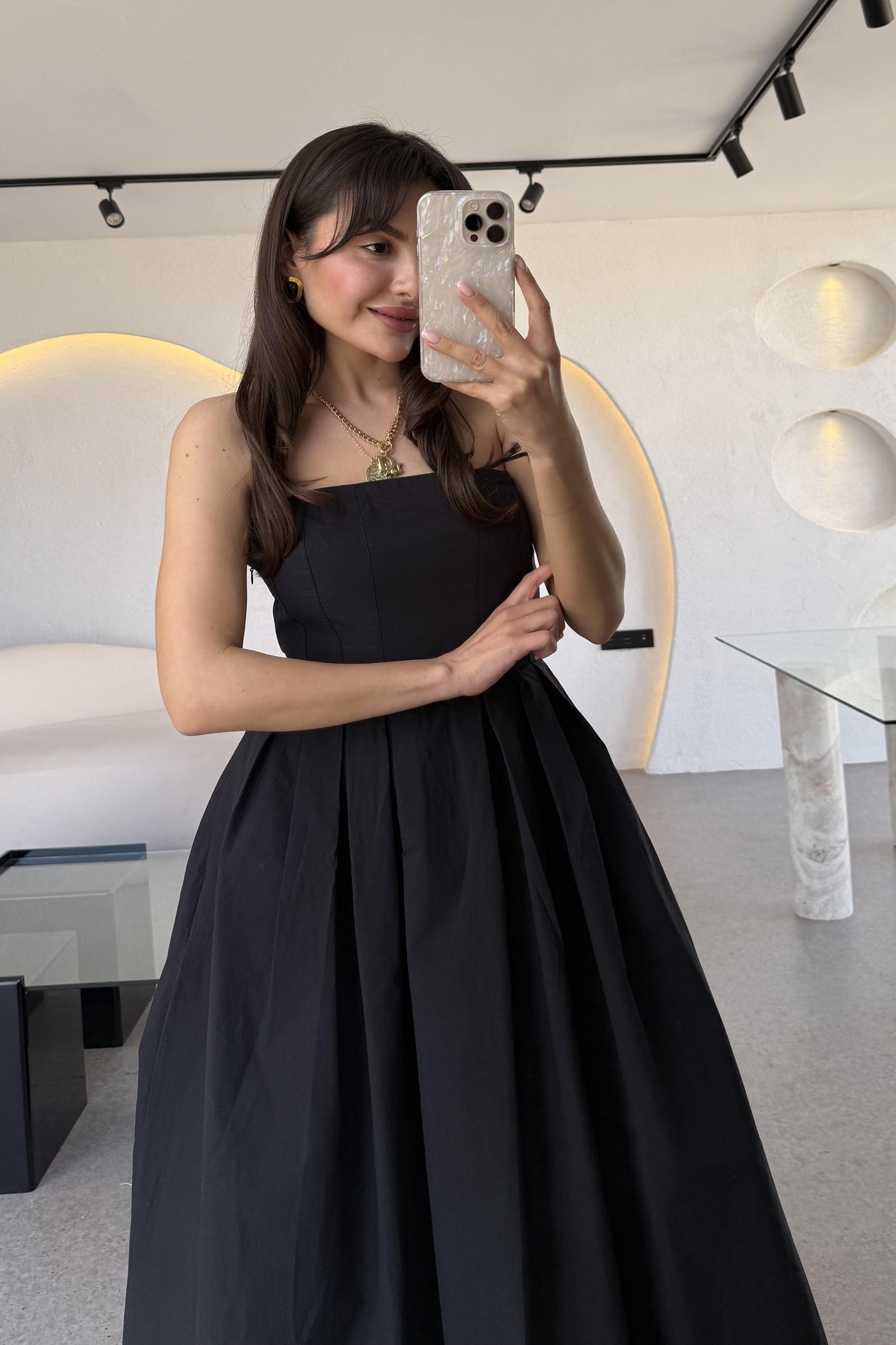 Bonjour Siyah Paraşüt Cepli Elbise