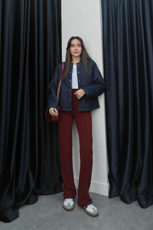 BORDO BIYELI PALAZZO PANTOLON