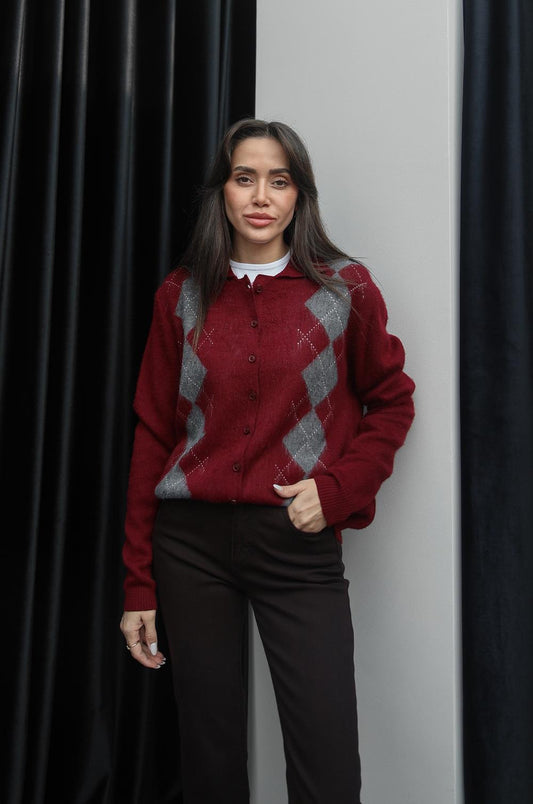 BORDO KATE BAKLAVA DESENLI HIRKA