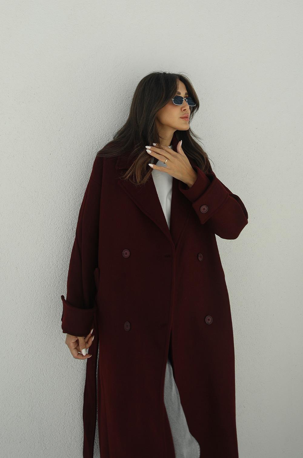 BORDO KUŞAKLI PREMIUM KAŞE KABAN
