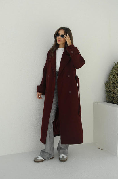 BORDO KUŞAKLI PREMIUM KAŞE KABAN