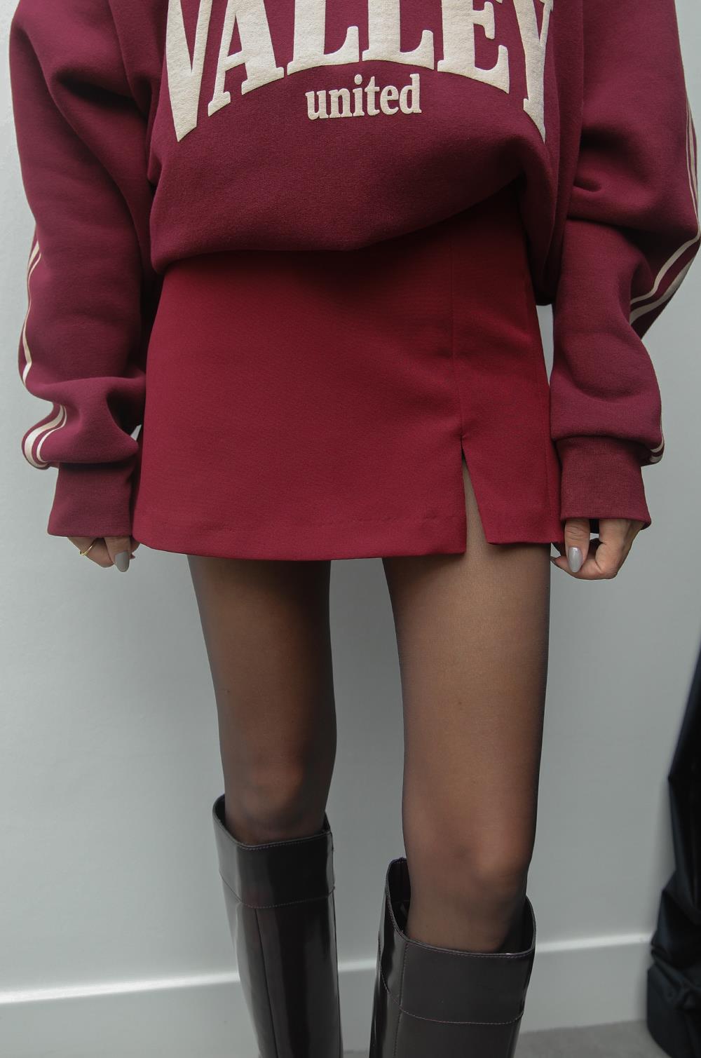 BORDO MINI ŞORT ETEK