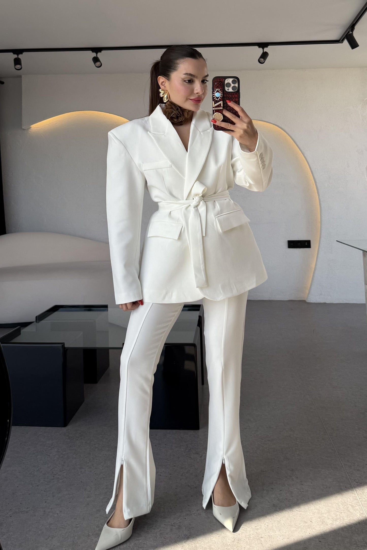 Bragen Beyaz Kuşaklı Takım