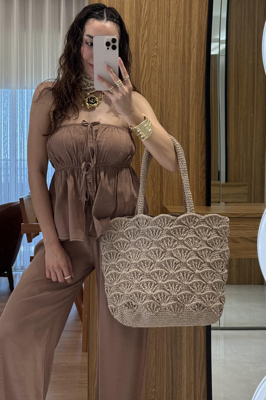 Brea Kahve Straplez Takım