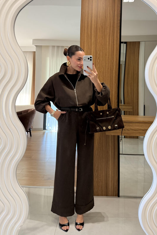 Brewa Acı Kahve Bomber Ceket Pantolon Takım