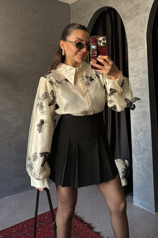 Butterfly İşlemeli Tasarım Gömlek