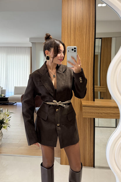 Cannie Acı Kahve Süet Blazer