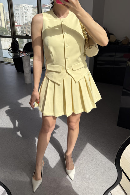 Carius Sarı Yelek Etek Takım