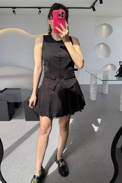 Carius Siyah Yelek Etek Takım