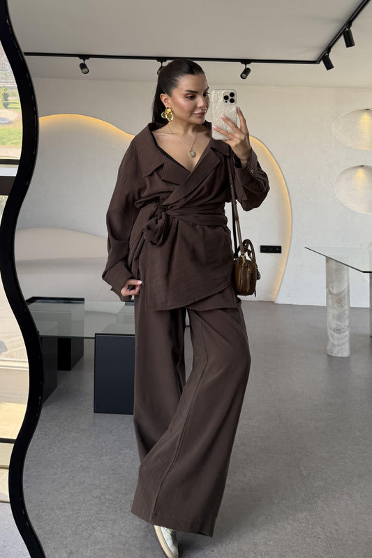 Carolina Acı Kahve Tensel Bağlamalı Takım