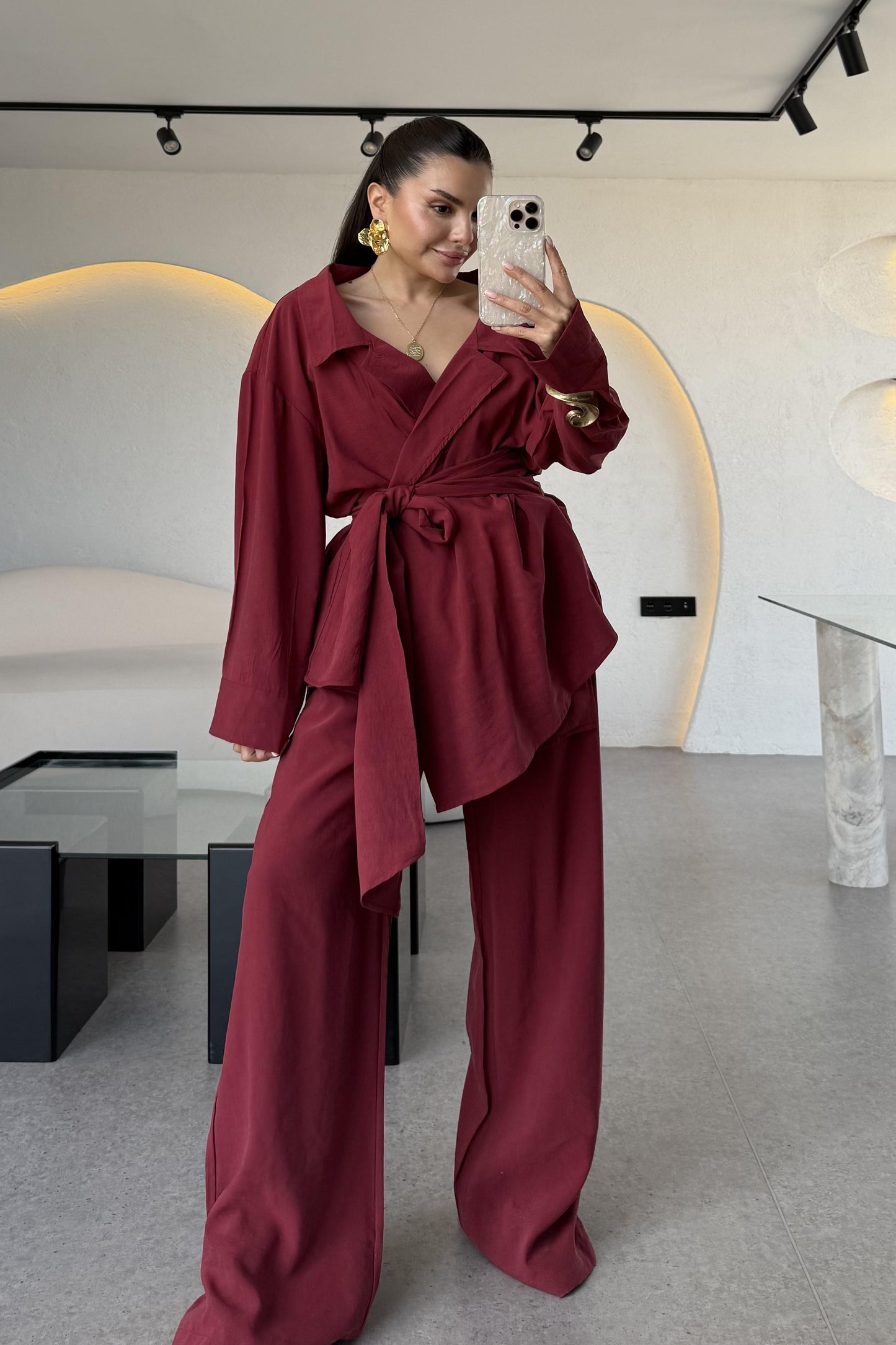 Carolina Bordo Tensel Bağlamalı Takım