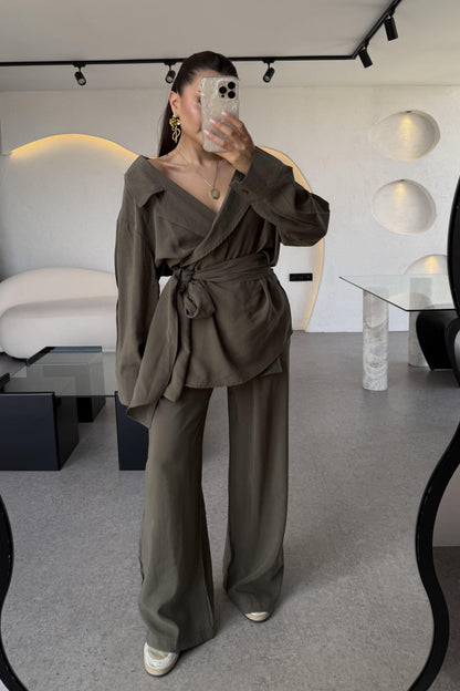 Carolina Haki Tensel Bağlamalı Takım