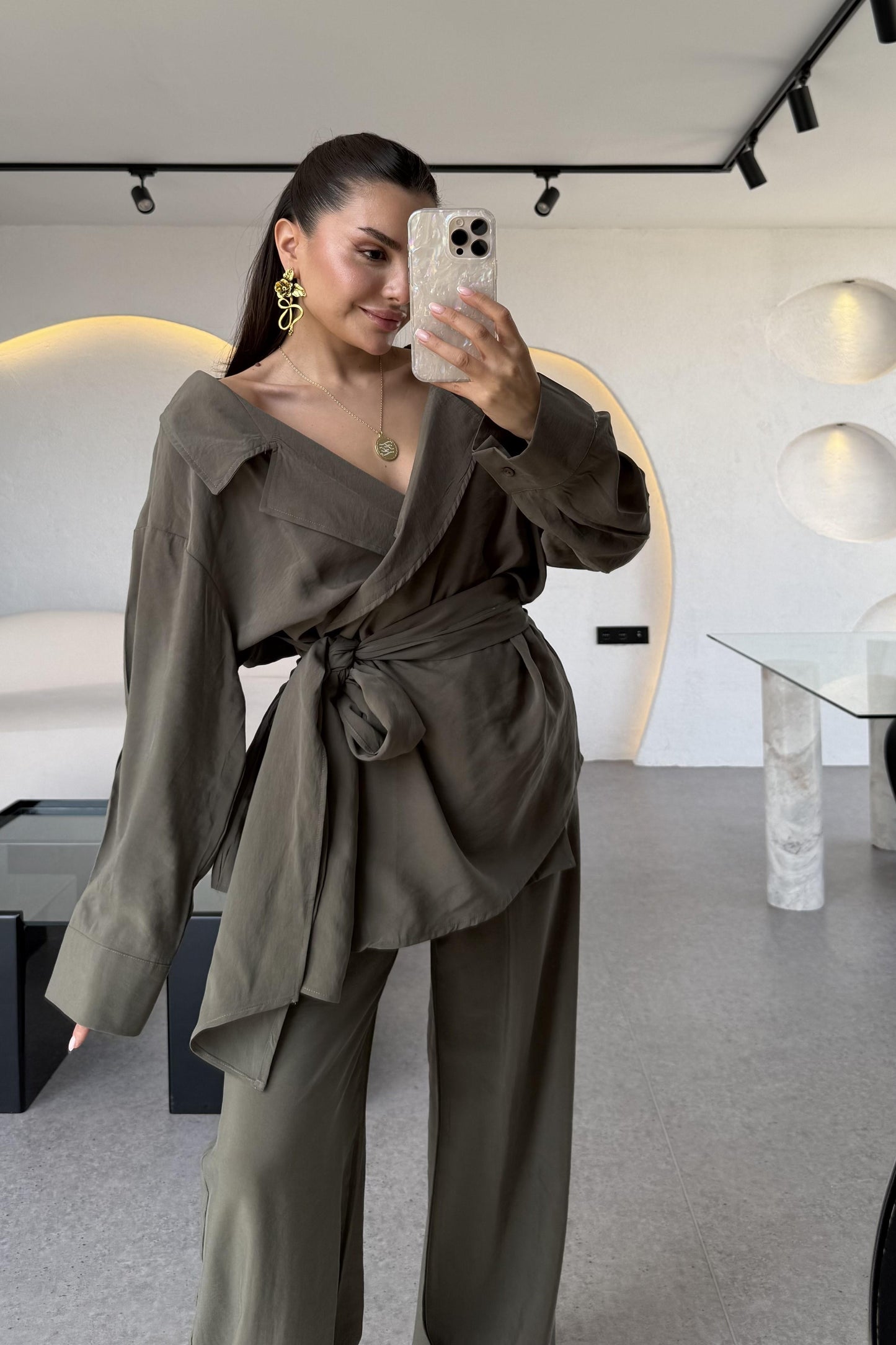 Carolina Haki Tensel Bağlamalı Takım