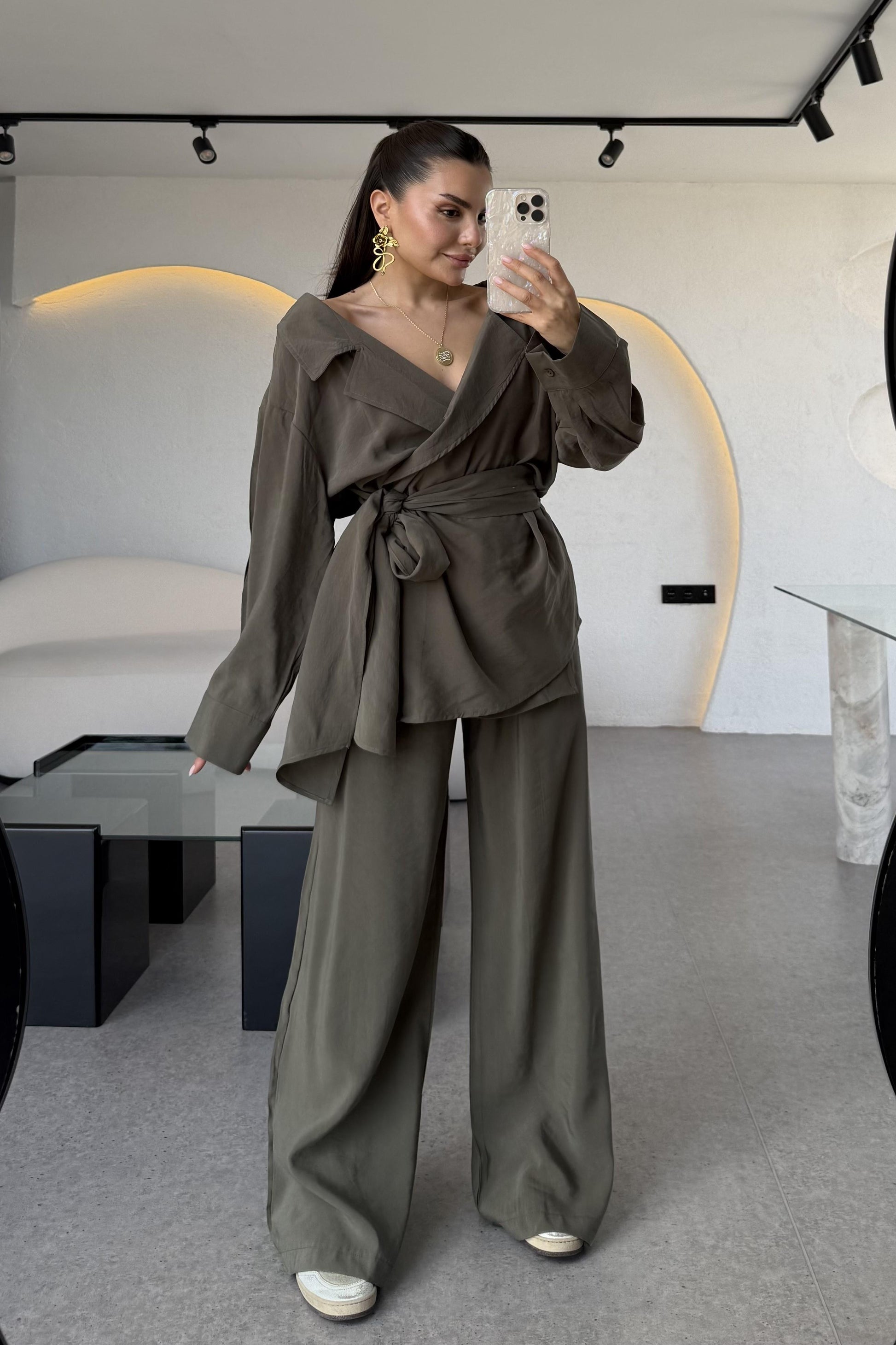 Carolina Haki Tensel Bağlamalı Takım