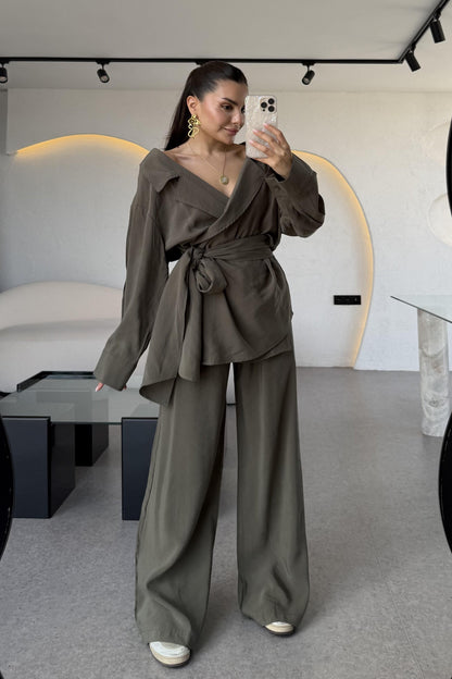 Carolina Haki Tensel Bağlamalı Takım