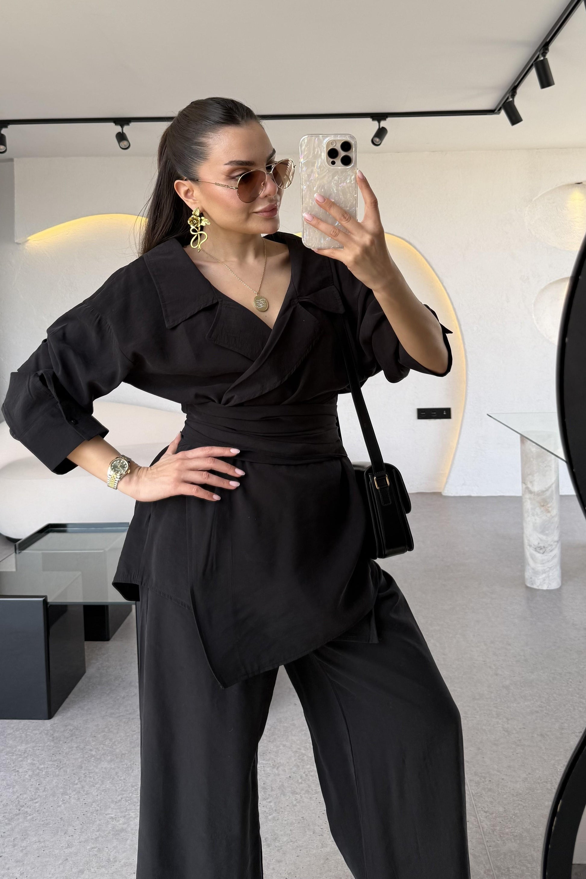 Carolina Siyah Tensel Bağlamalı Takım