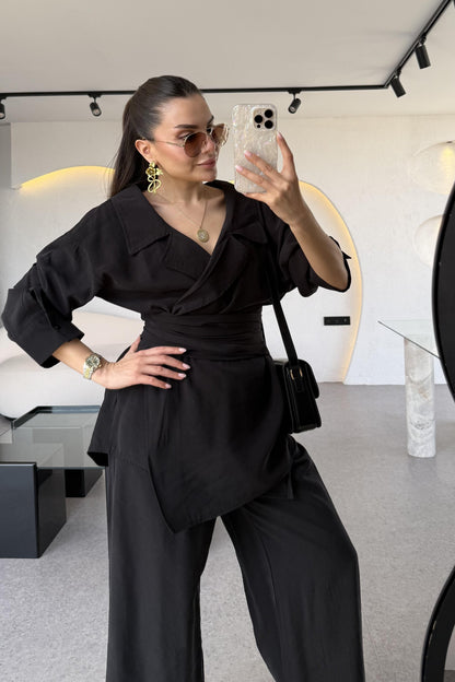 Carolina Siyah Tensel Bağlamalı Takım