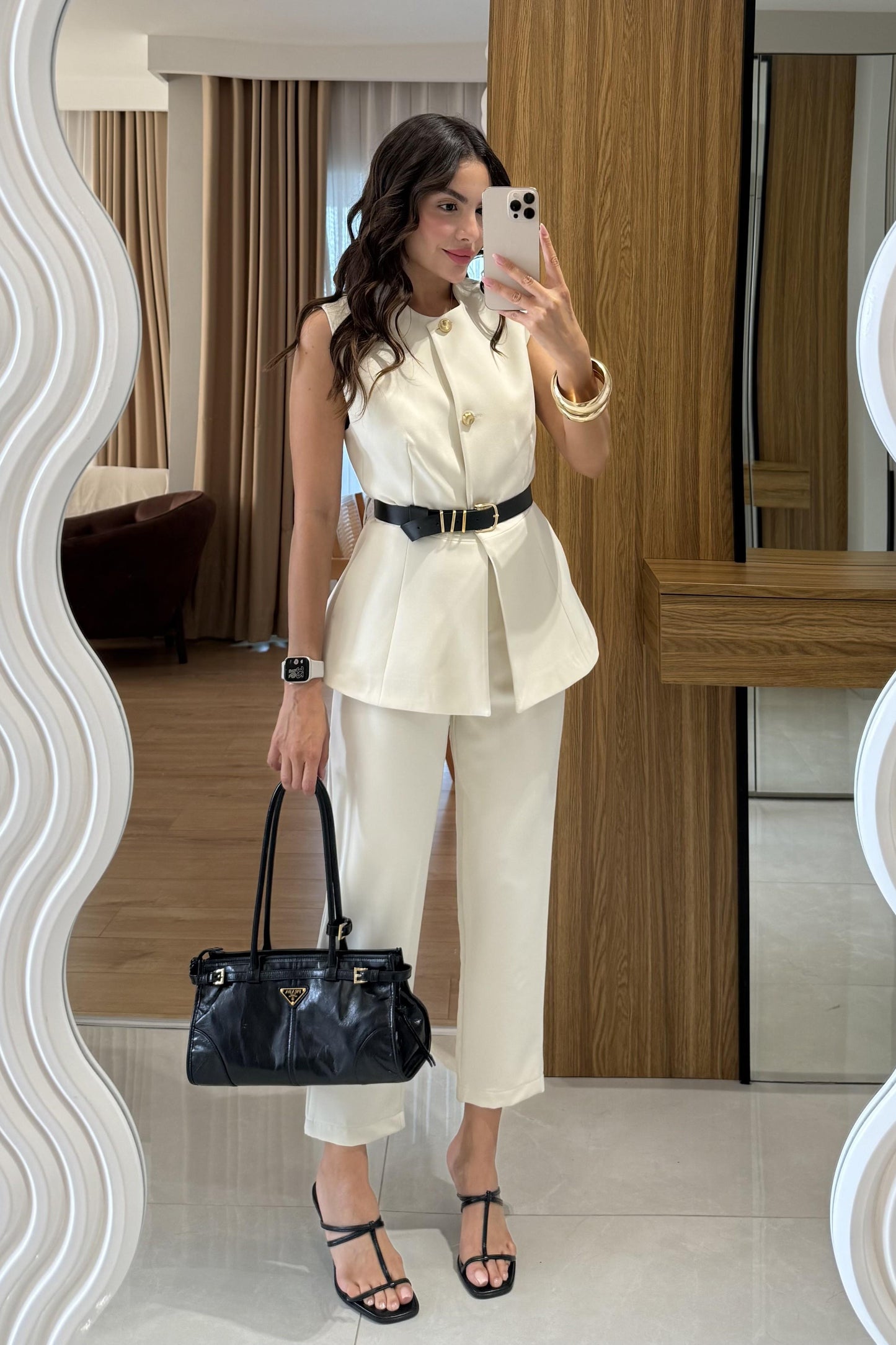 Carter Ekru Kemerli Premium Takım