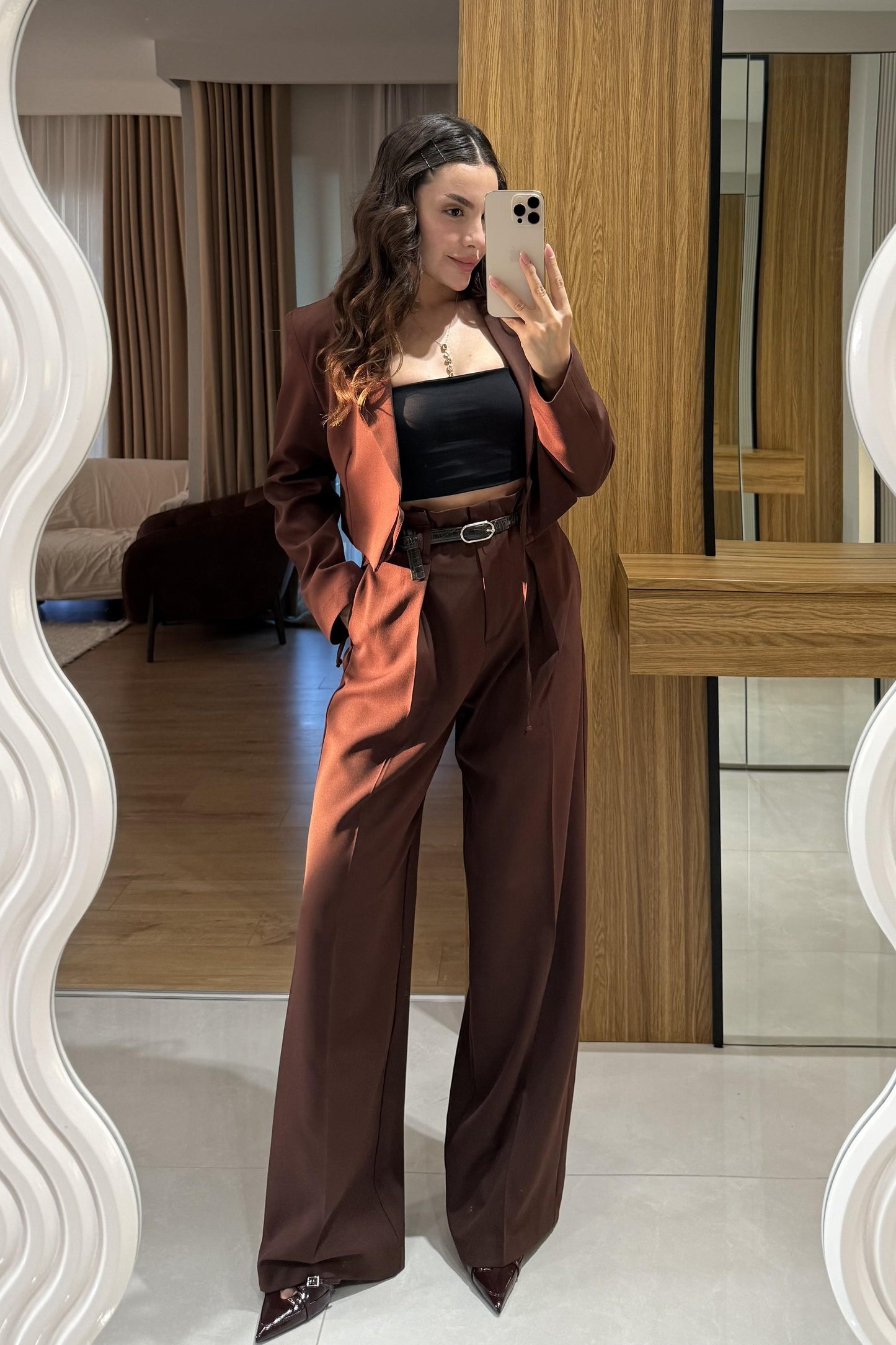 Cayora Acı Kahve Bağlamalı Blazer Ceket