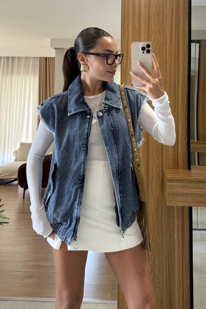 Ceart Darkblue Denim Ceket