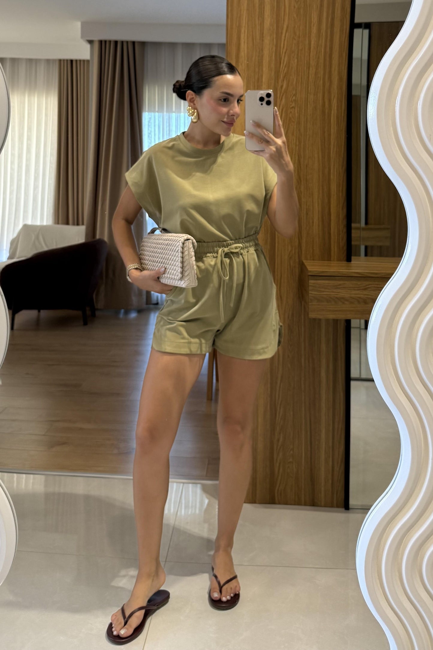 Cedric Çağla Tshirt Şort Modal Takım